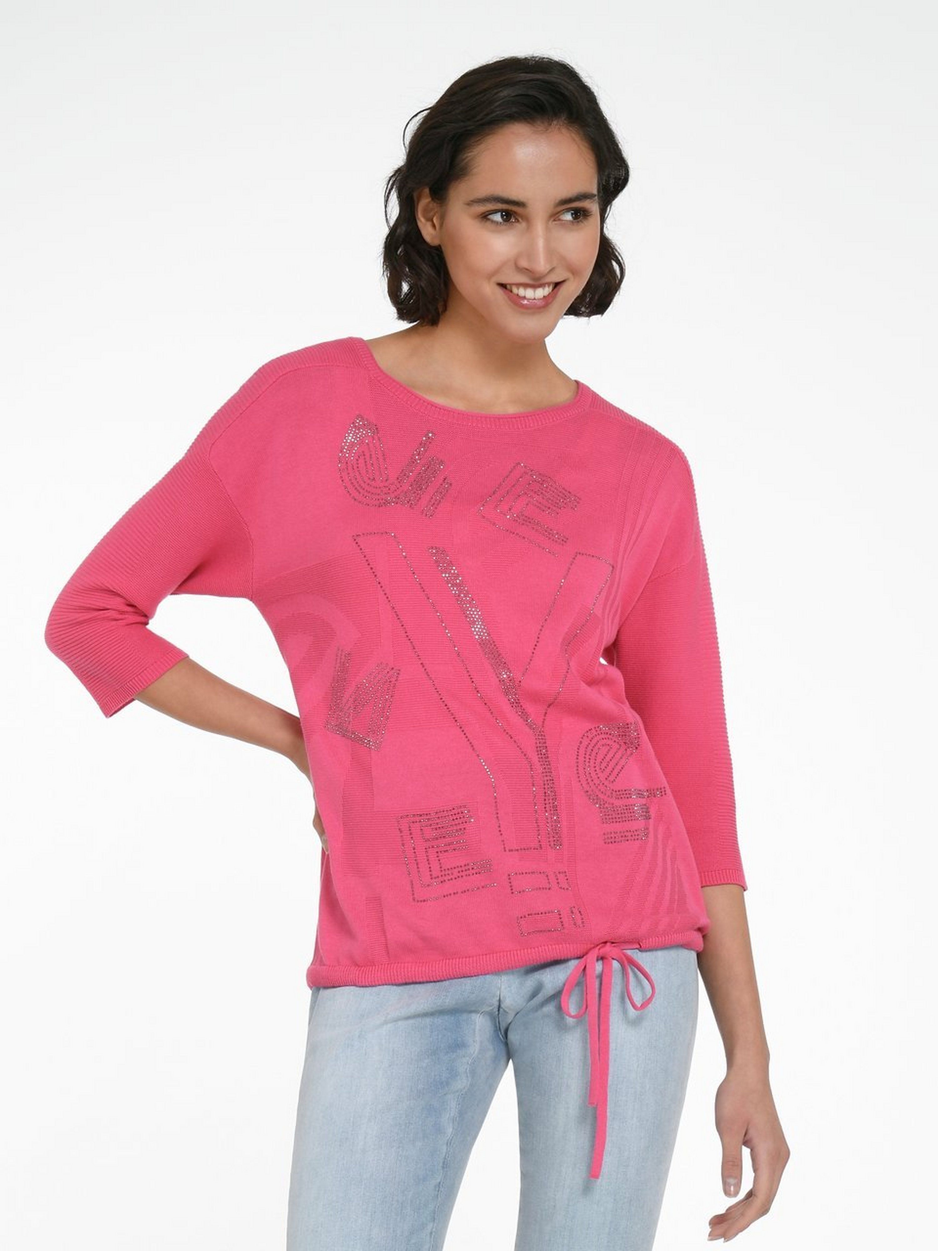 Rundhals-Pullover mit 3/4-Arm