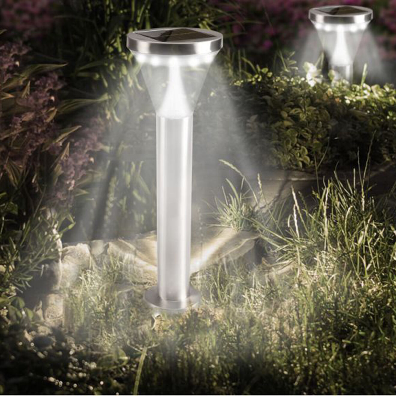 Pratik Garden Lampe solaire double position haute luminosite 13 LED argentée - 14x19.5 cm