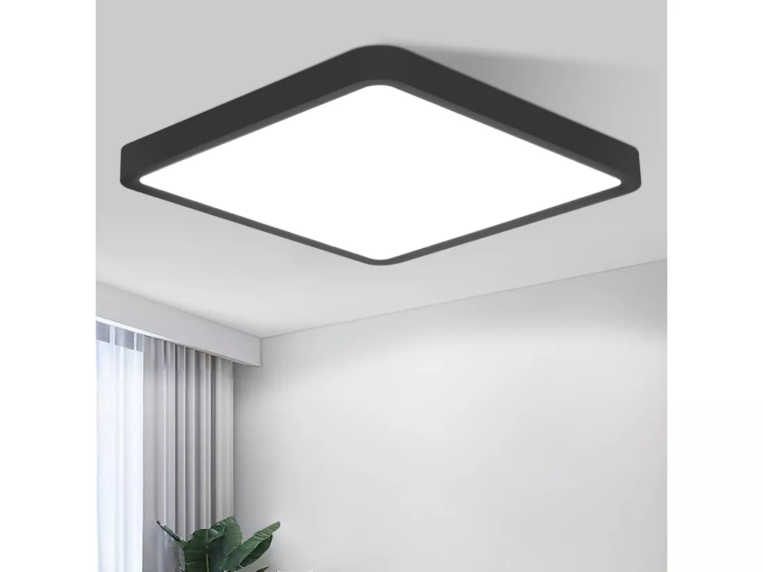 NETTLIFE plafonnier LED plafonnier plat 23 CM noir 18W 6500K