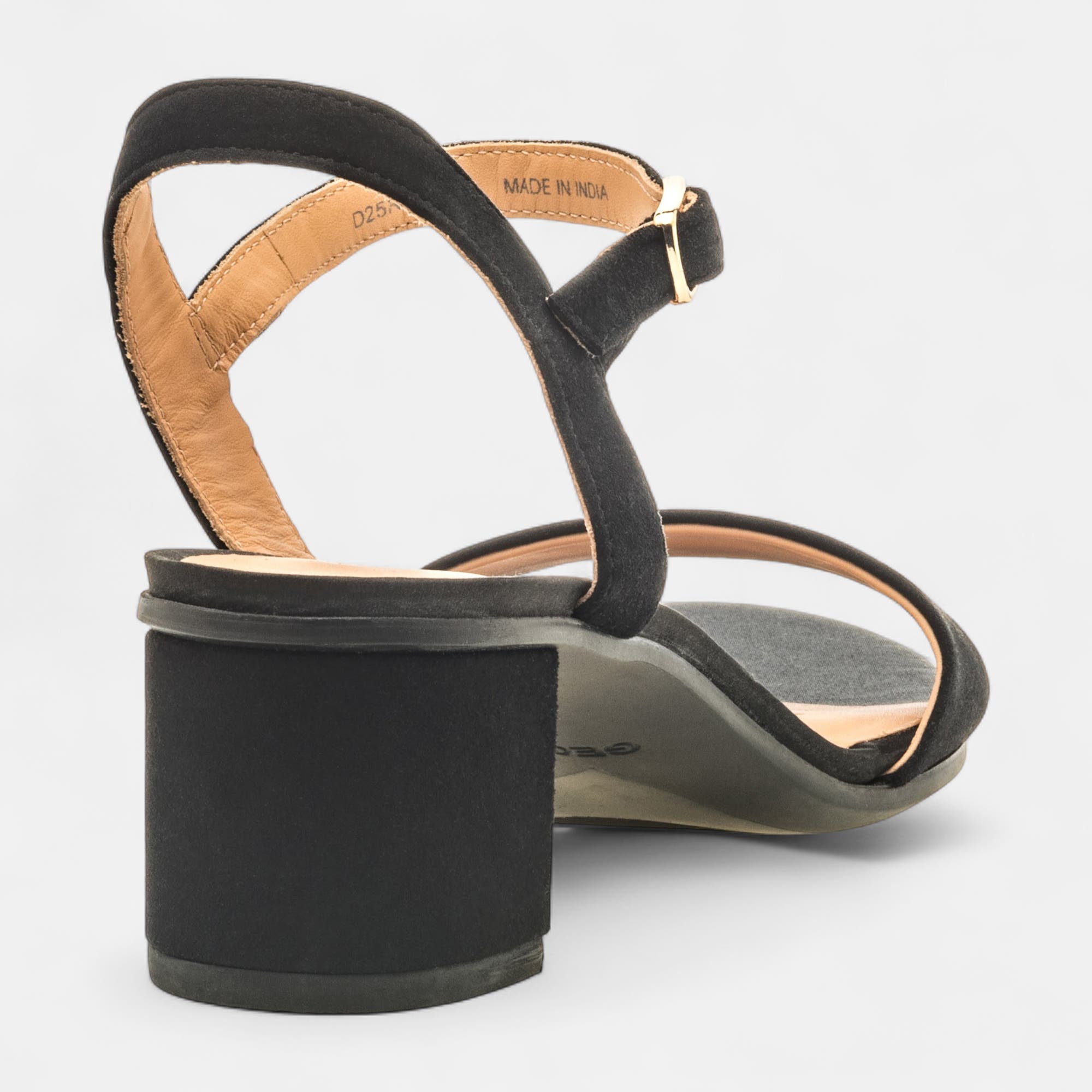 Nu-pieds à talon compensé Femme en cuir noir