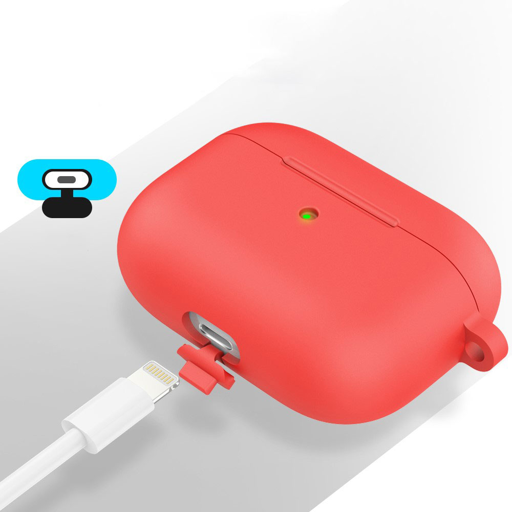 AirPods (3. Generation) Silikon Schutzhülle Abdeckung mit Karabinerhaken - Rot