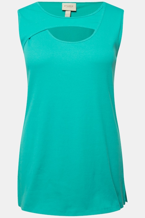 Top, Rippjersey, Rundhals, ärmellos, Biobaumwolle