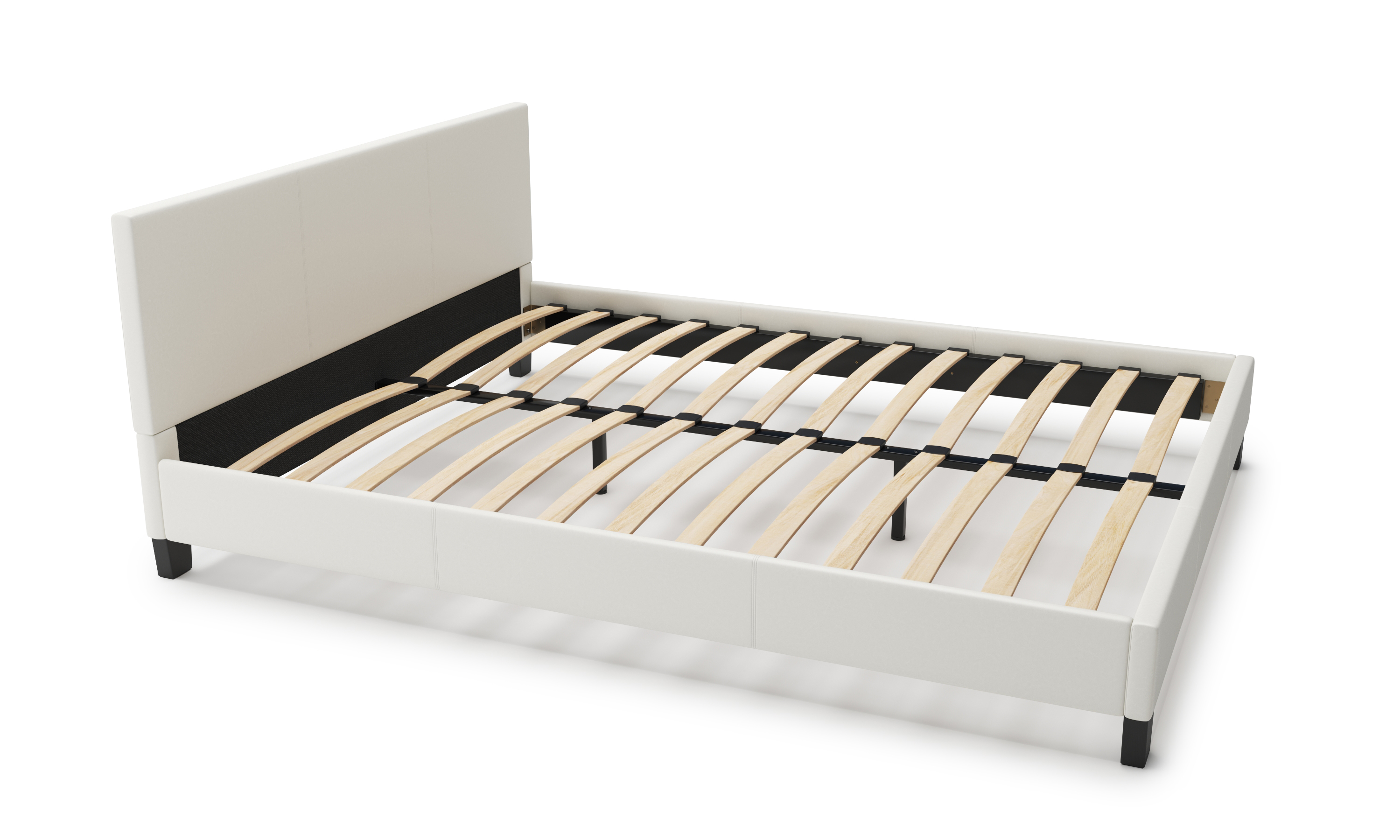 Lederbett DOZE 160 x 200 cm weiss