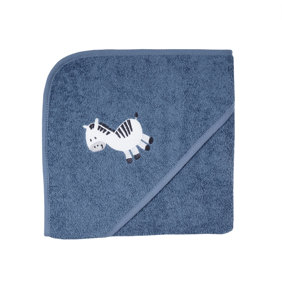 WÖRNER SÜDFROTTIER Set Kapuzenbadetuch und Waschhandschuh Zebra dunkelblau 80 x 80 cm