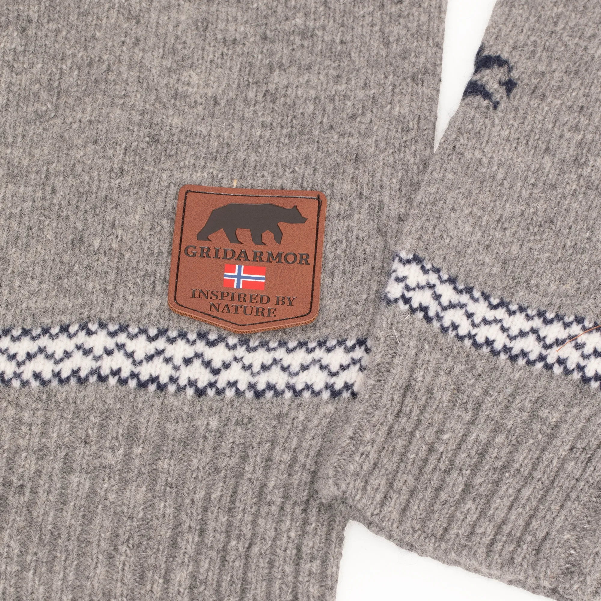 Gridarmor Men's Snøstjerne Full Zip Ullgenser Mid Grey Melange