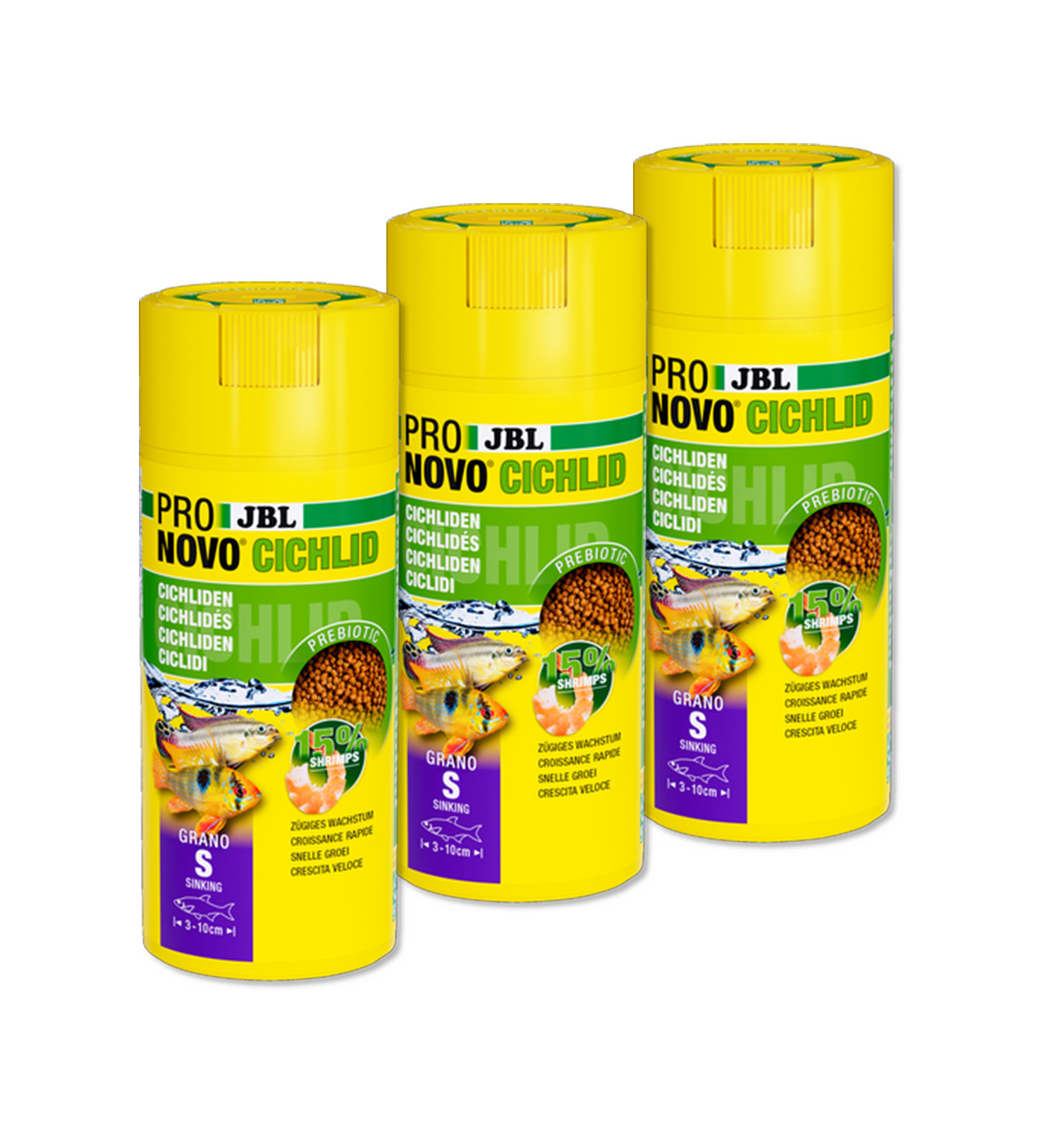 Pronovo Cichlid Grano S 750ml Click (3x 250ml) | Aquariumvoer