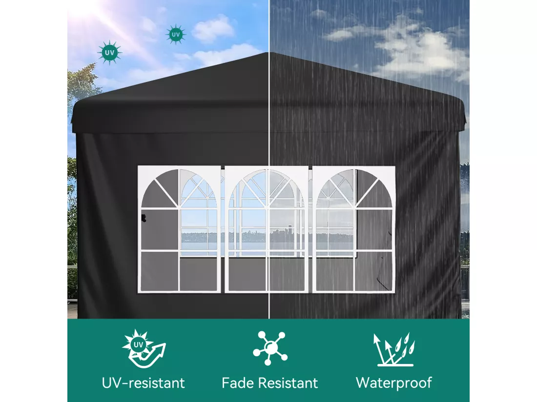 YITAHOME 3x3 Tonnelle de Jardin Pliante avec Parois - Résistant aux UV - Réglable Hauteur - Gris Profonde