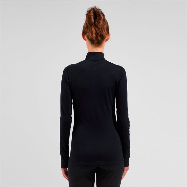 T-shirt thermique ODLO MERINO 200 BL TOP TURTLE NECK L/S HALF ZIP W BLACK