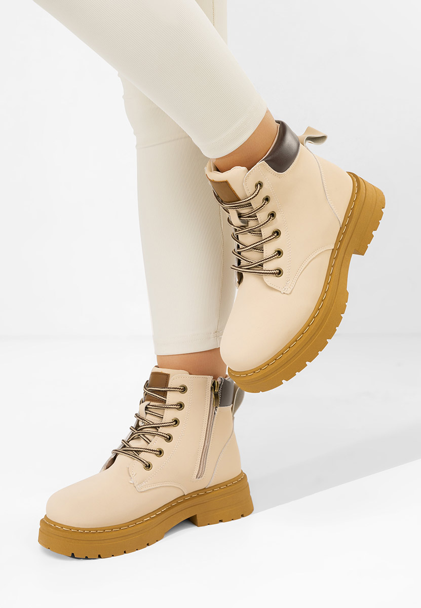 Bottines à lacets femme beige Snuvina