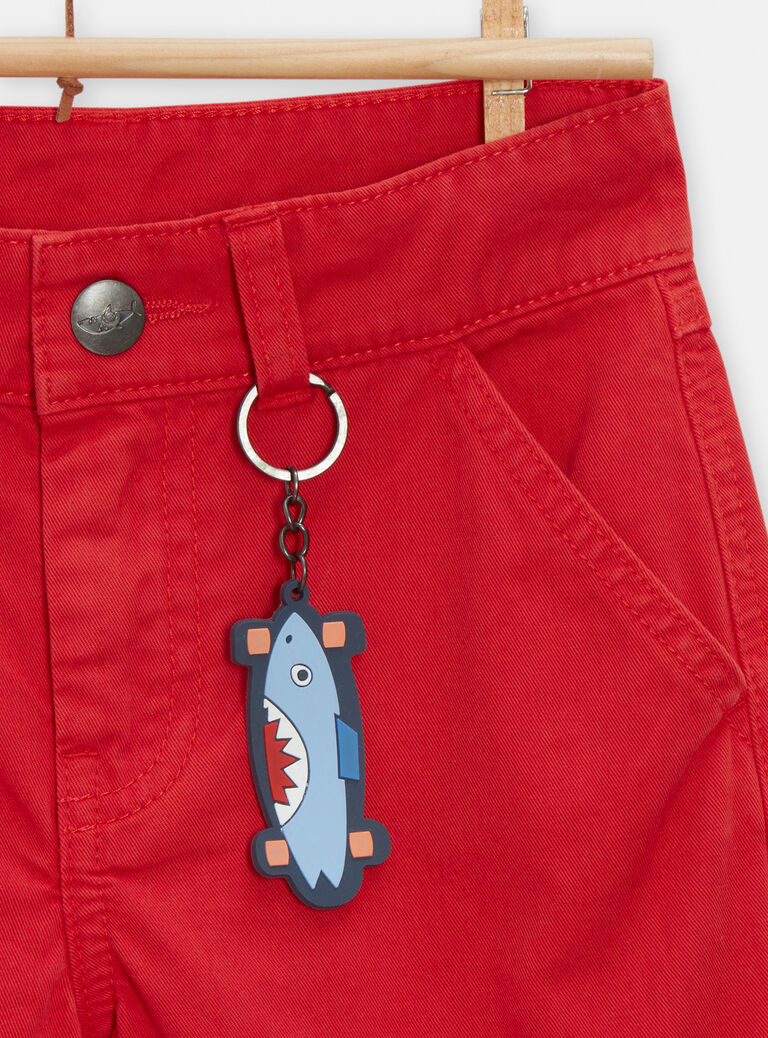 Bermuda rouge avec porte-clé requin pour garçon
