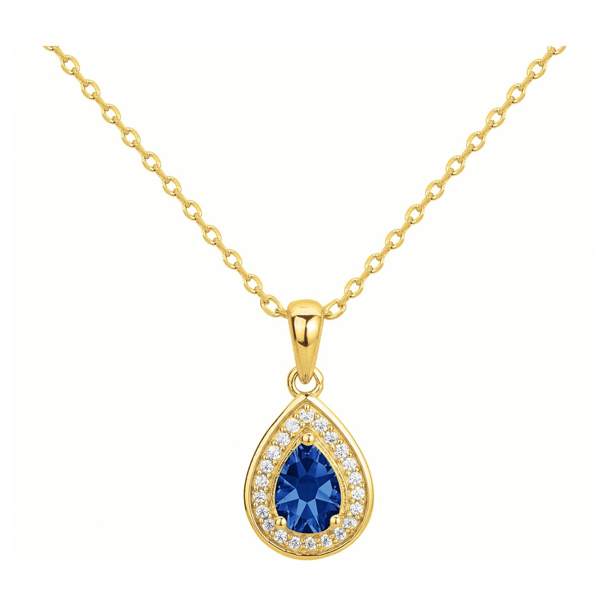 Collier mono-motif en Plaqué Or avec spinelle bleu saphir