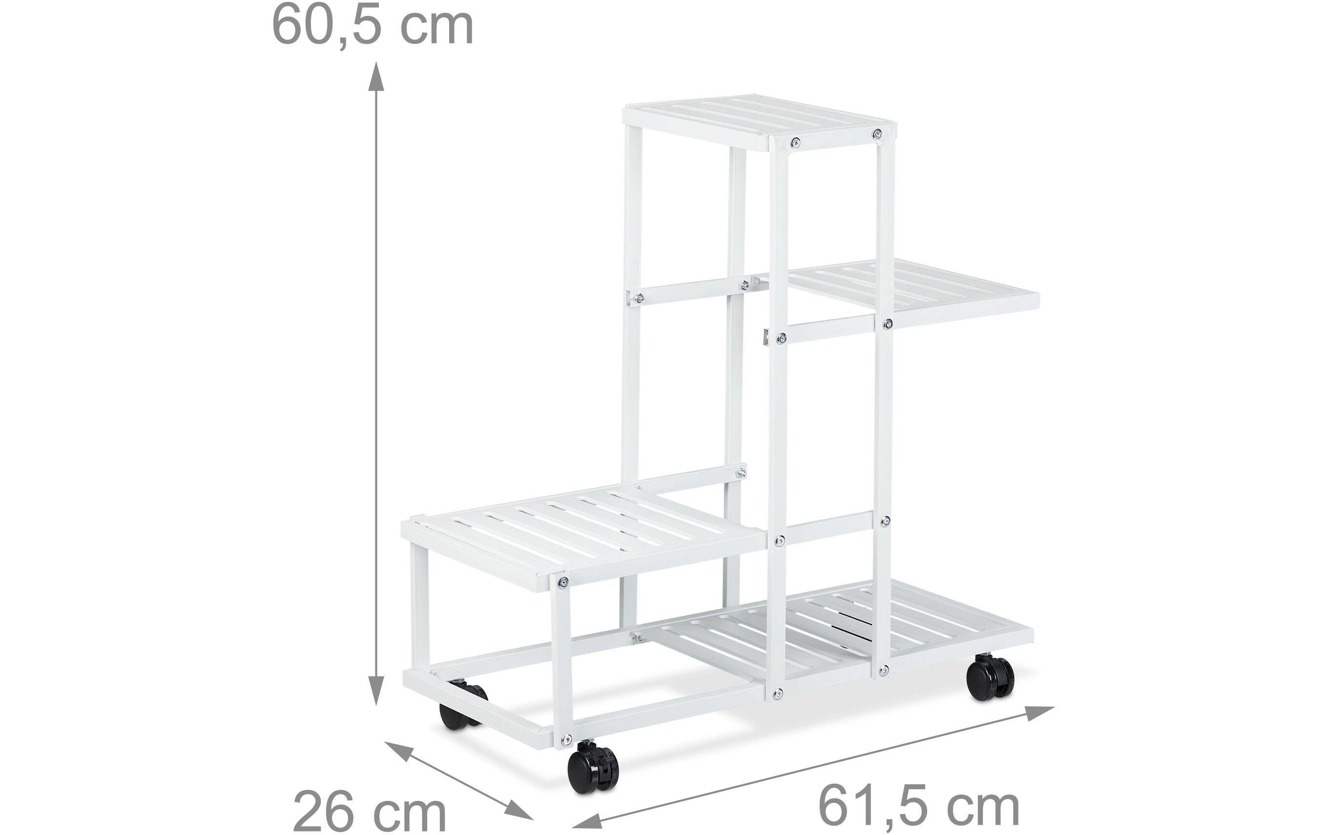 Pflanzenständer mit Rollen 60.5 cm, WeissPflanzenregal