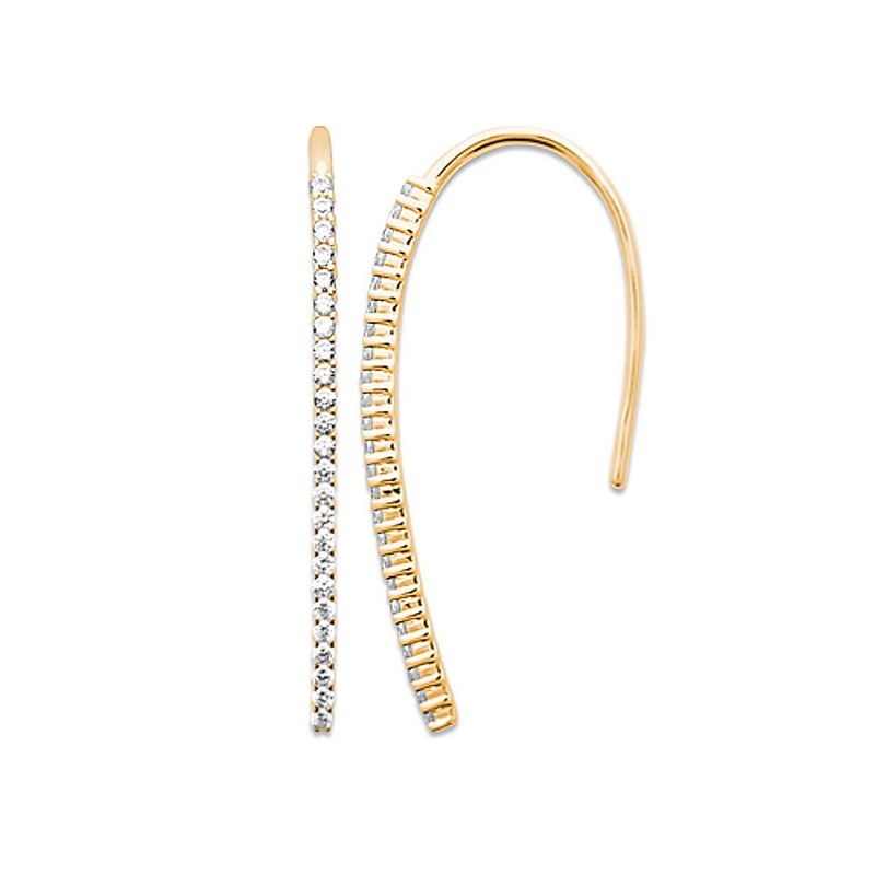 Boucles d'oreilles pendantes chute d'oxyde de zirconium Plaqué OR 750 3 microns
