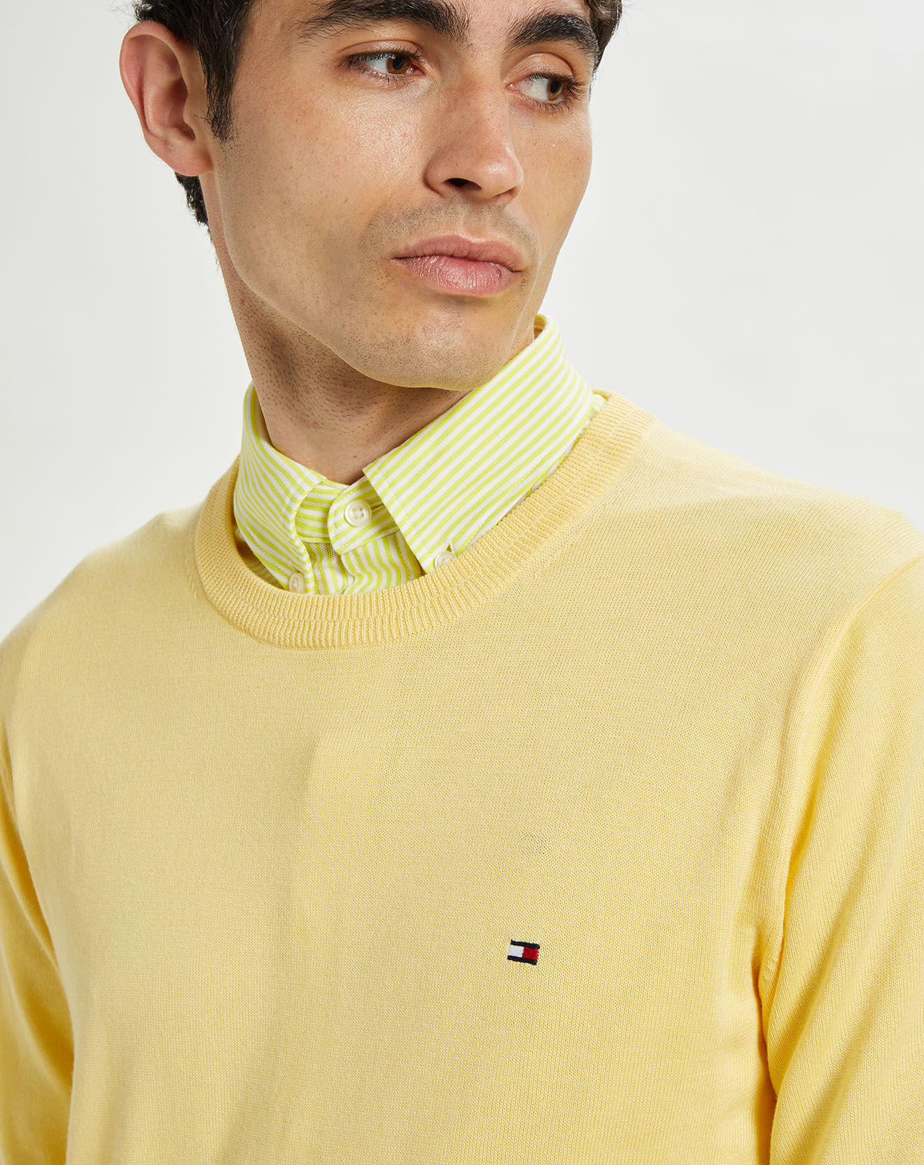 Tommy Hilfiger Pull en Coton Bio & Soie jaune
