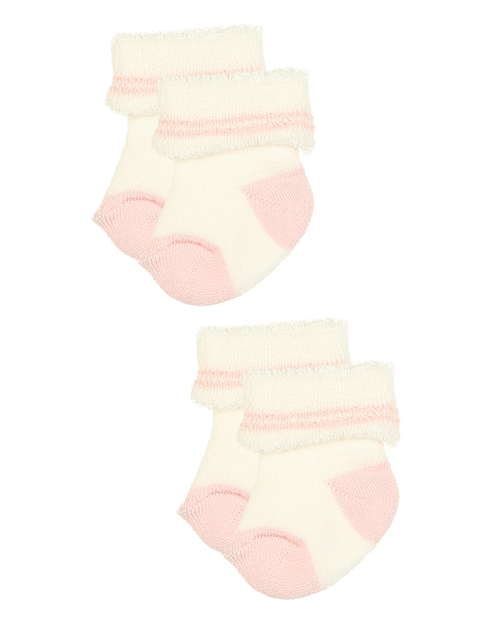 Erstlings-Socken PLÜSCH 6er-Pack in rosa/creme
