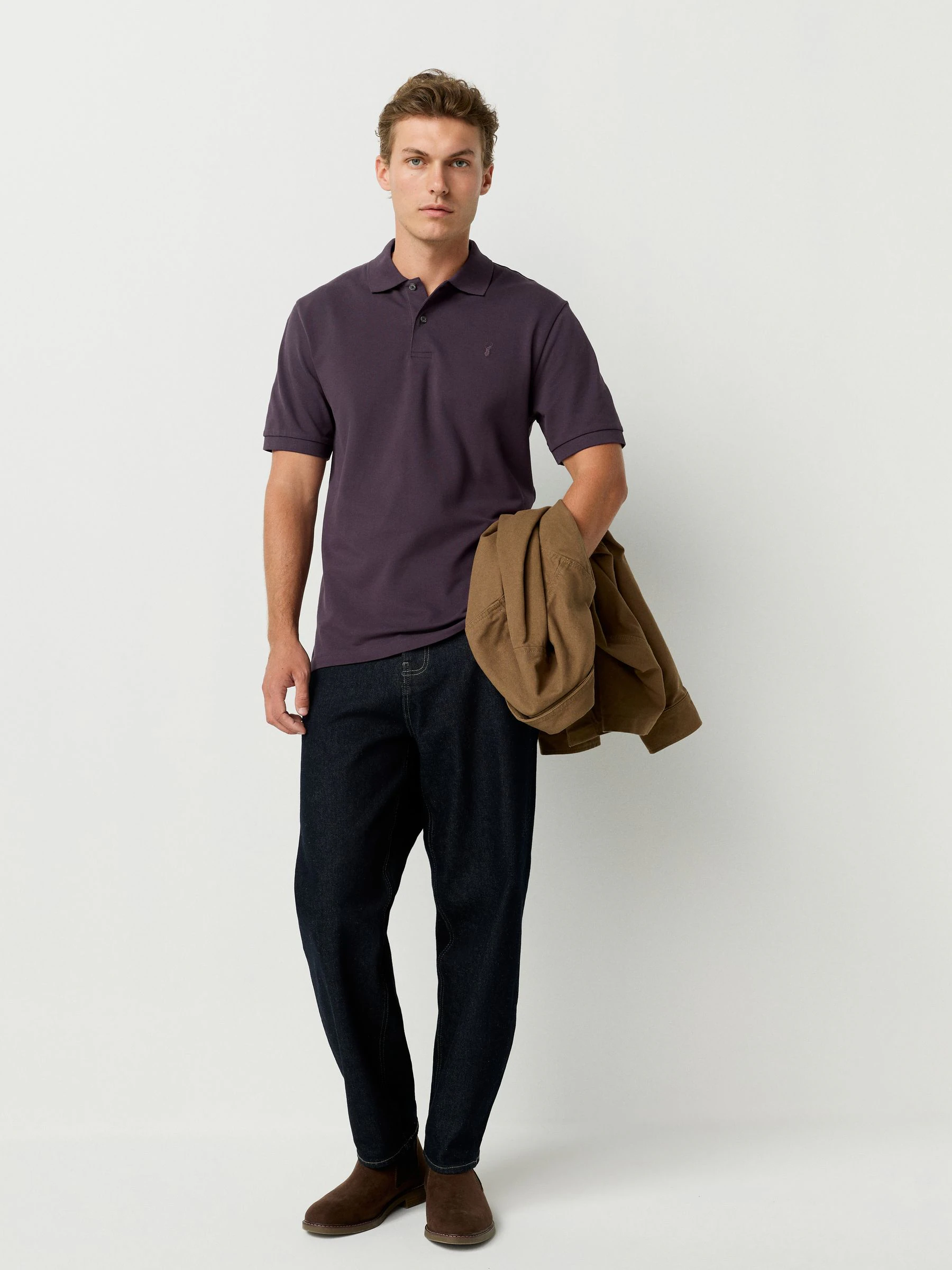 Donkerpaars - Normale Pasvorm - Long-Sleeve Pique Polo Shirt