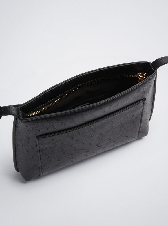 Bolsa de ombro gravada - Preta