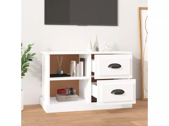 Meuble TV blanc brillant 73x35,5x47,5 cm bois d'ingénierie