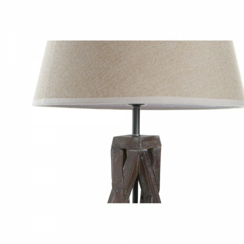 Lampe de bureau bois coton brun foncé (35 x 35 x 56 cm)