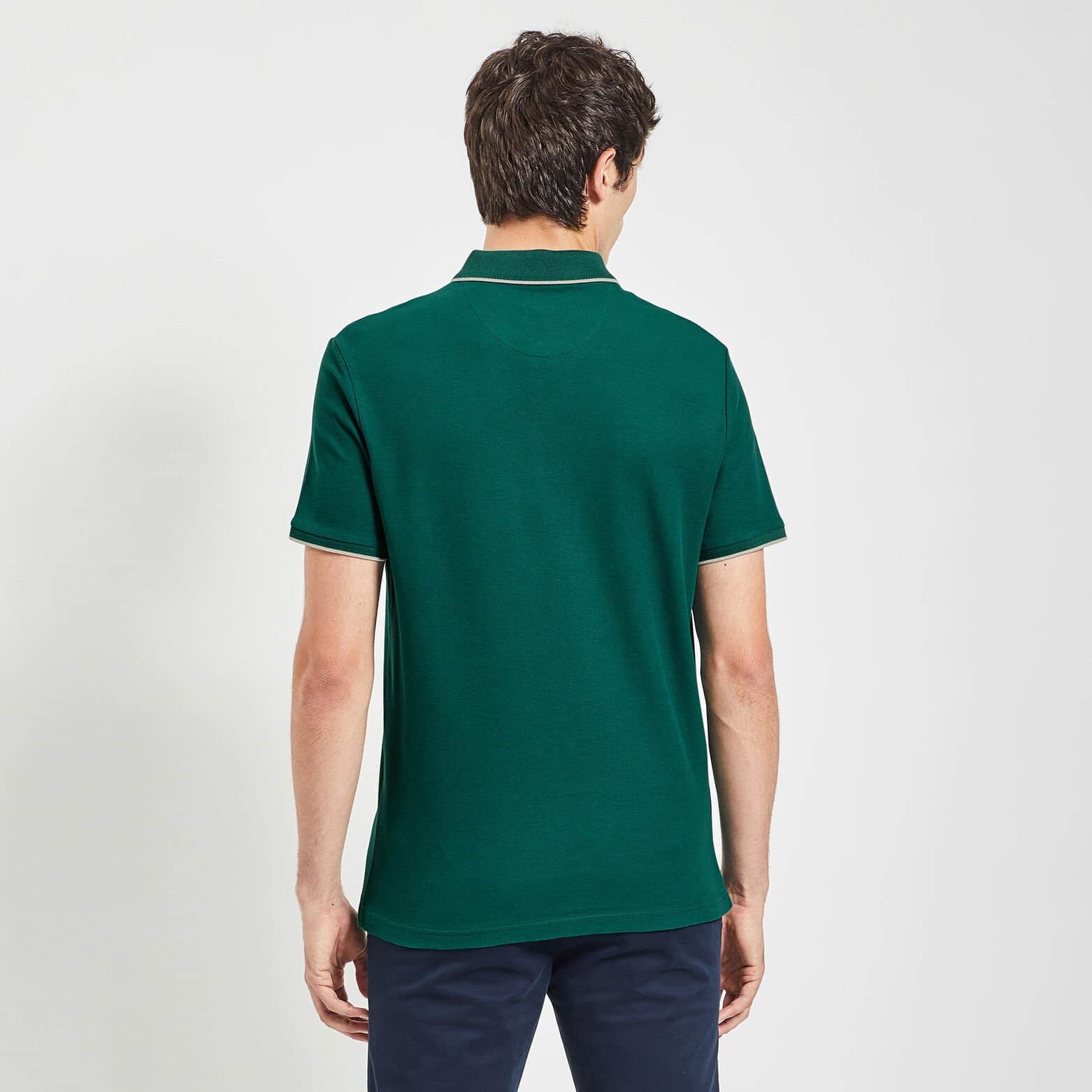 Polo manches courtes uni coton piqué Vert