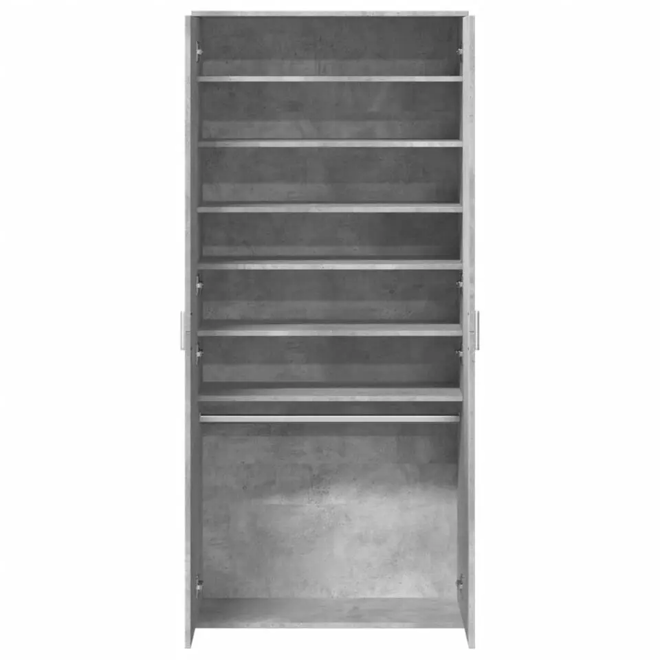 vidaXL - Hoge Schoenenkast met 7 lagen en 2 deuren - Betongrijs - 80x39x178 cm