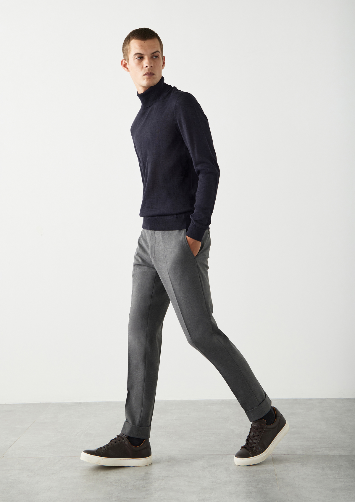Pantalon de costume coordonnable Slim en laine mélangée unie gris moyen
