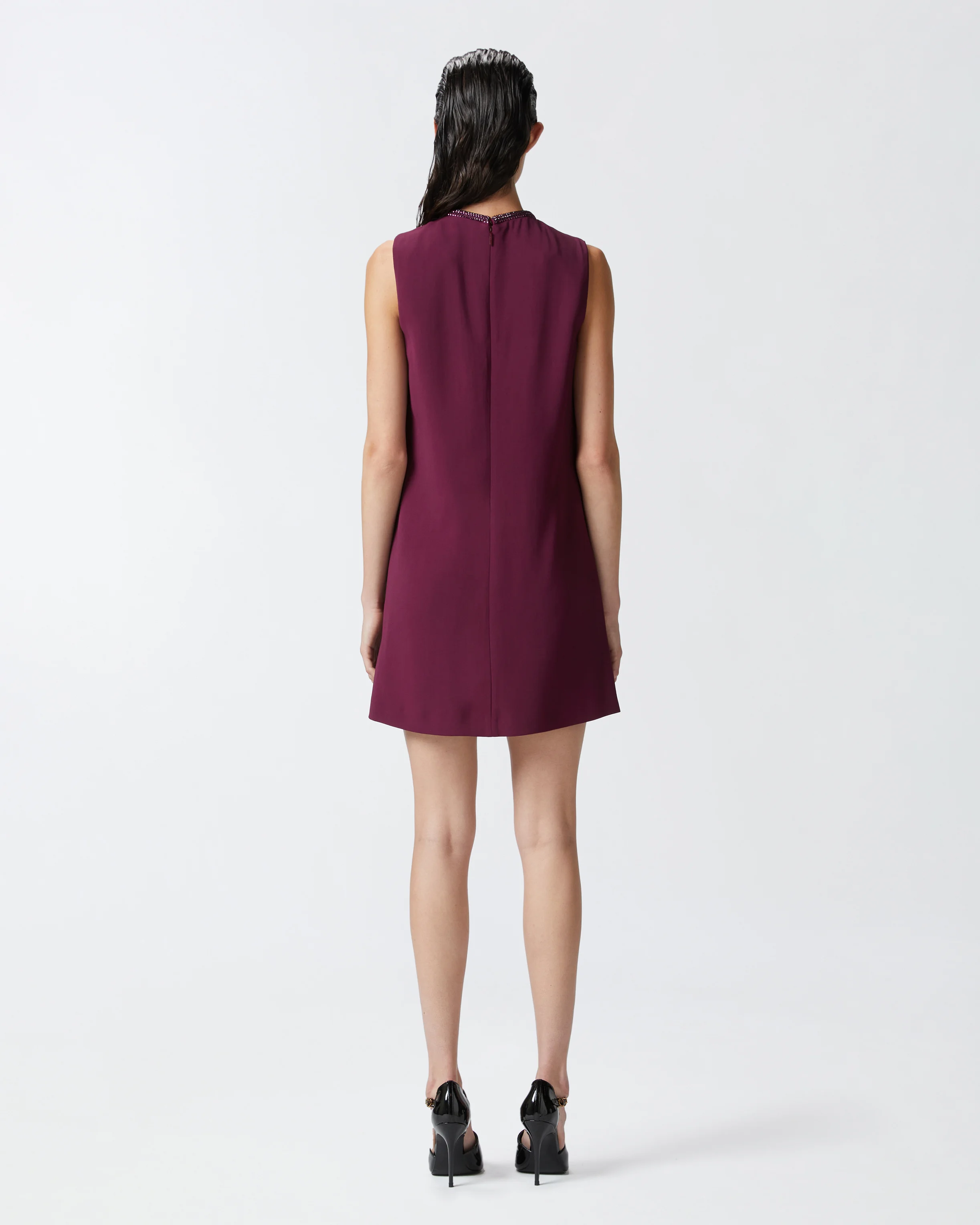 Mini-robe à encolure bijou | Rouge