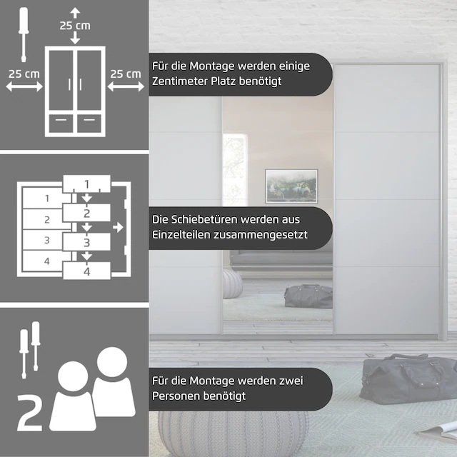 rauch Schwebetürenschrank »Kleiderschrank Schrank Garderobe Wäscheschrank TOMA« inkl. Regaleinsatz sowie zusätzlichen Einlegeböden MADE IN GERMANY