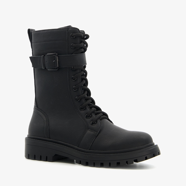 Blue Box meisjes veterboots zwart met gesp