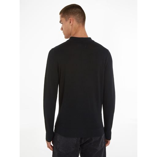 Calvin Klein Merino Polo Pullover, Sort, M