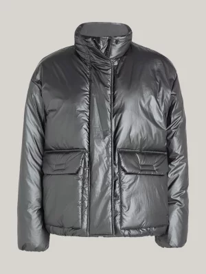 Jaqueta puffer reciclada metálica