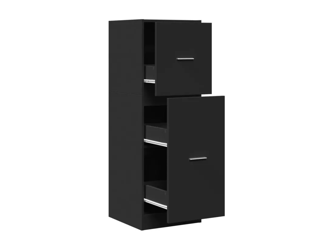 Armoire d'apothicaire noir 40x41x118 cm bois d'ingénierie