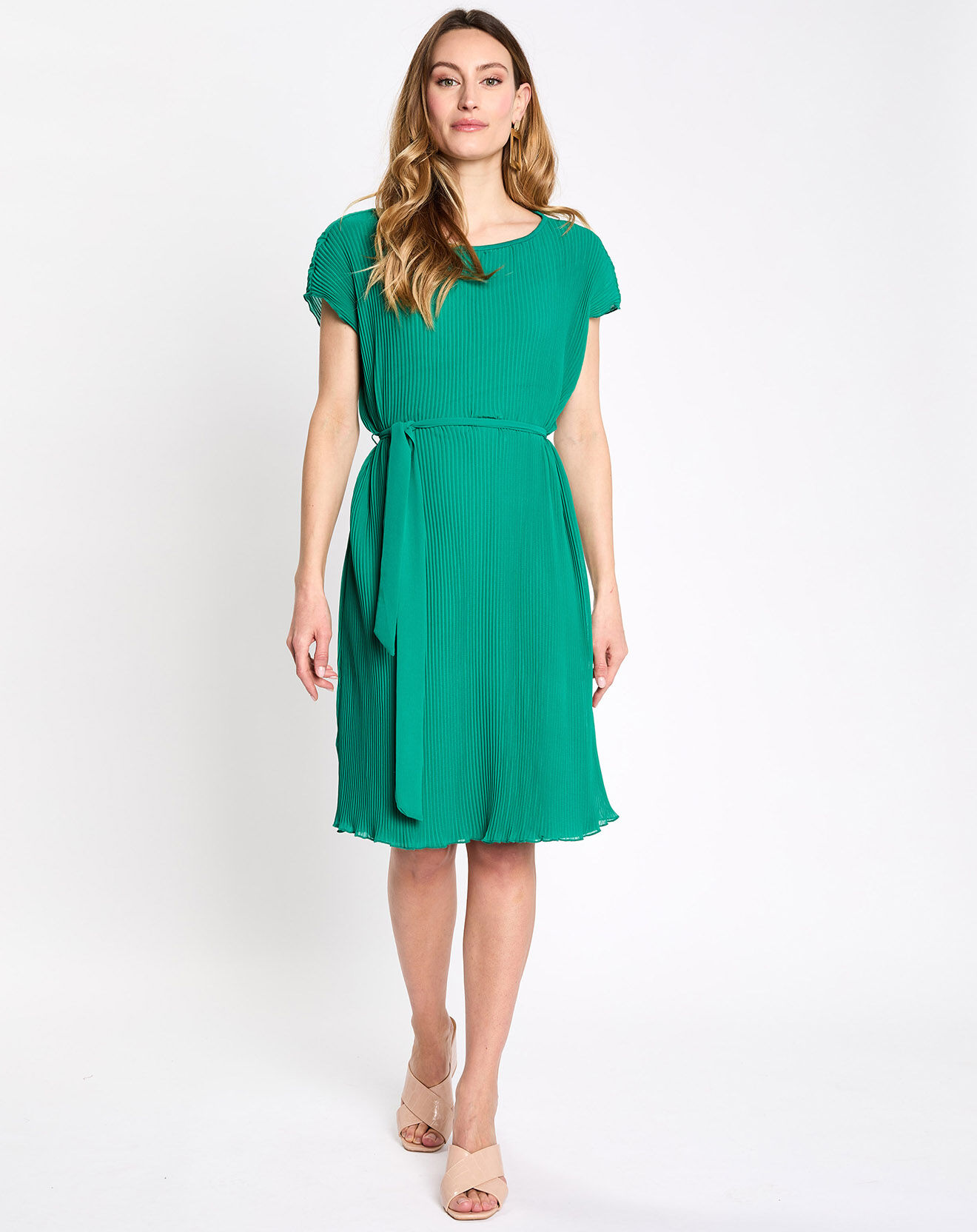 Esprit Robe plissée sans manches vert foncé
