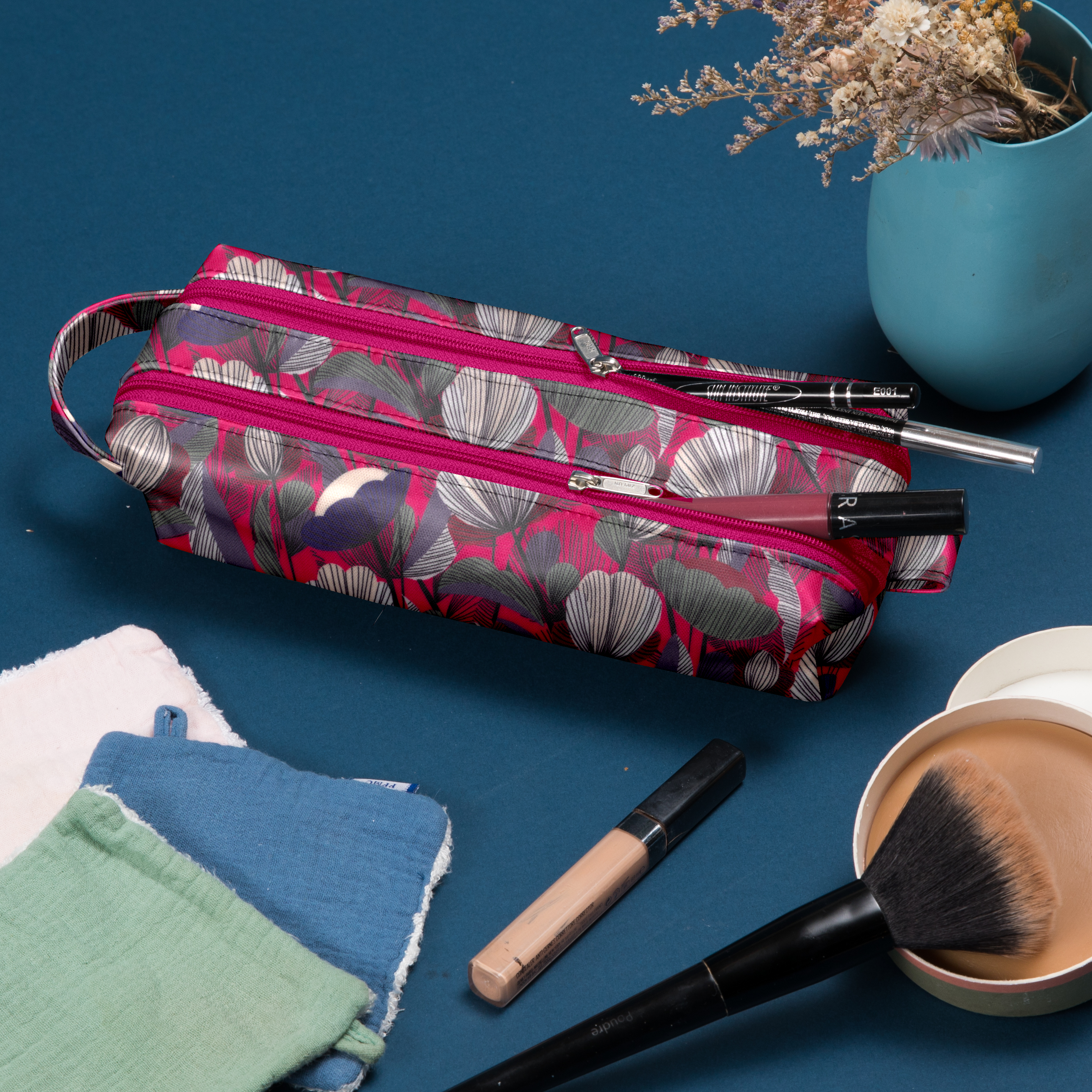 Trousse Double Compartiment Pavot Fuchsia