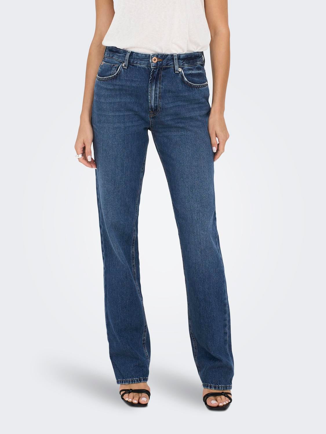 ONLJACI Mittlere Taille Gerade geschnitten Jeans Medium Blue Denim
