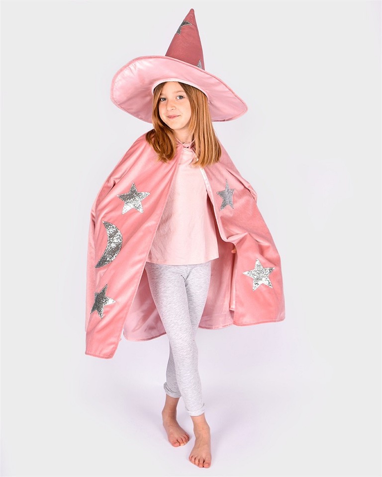 Den Goda Fen - Velvet Cape w. Hat - Dusty Pink (3-8 years) (F77602)