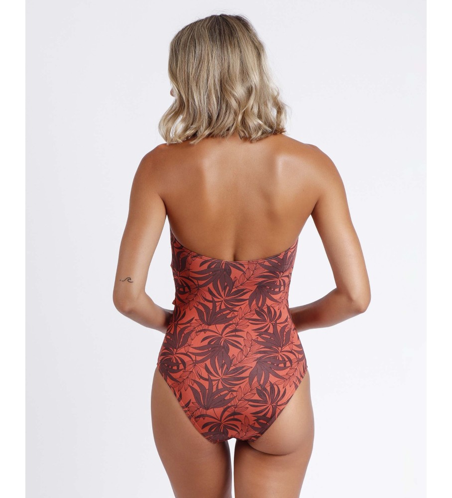 Maiô tomara que caia Admas Sunset Palm para mulheres, cor cobre