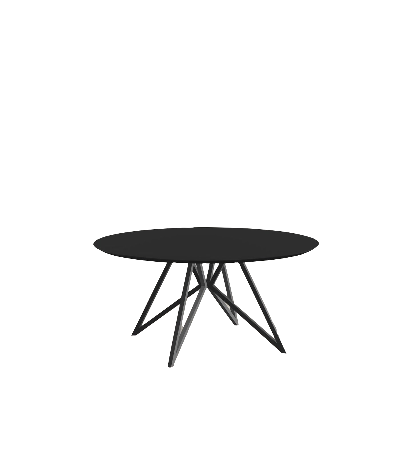 Studio HENK tafel Butterfly Rond QuadpodXL - zwart frame, HPL Fenix nero ingo ⌀160 | HPL Fenix Nero Ingo | Verjongde Rand | Frame Zwart