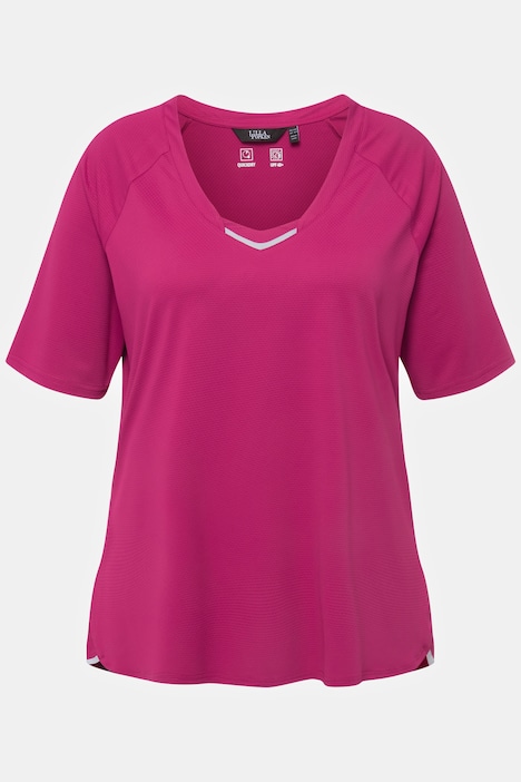 T-Shirt, UV-Schutz 40+, V-Ausschnitt, Halbarm, recycelt