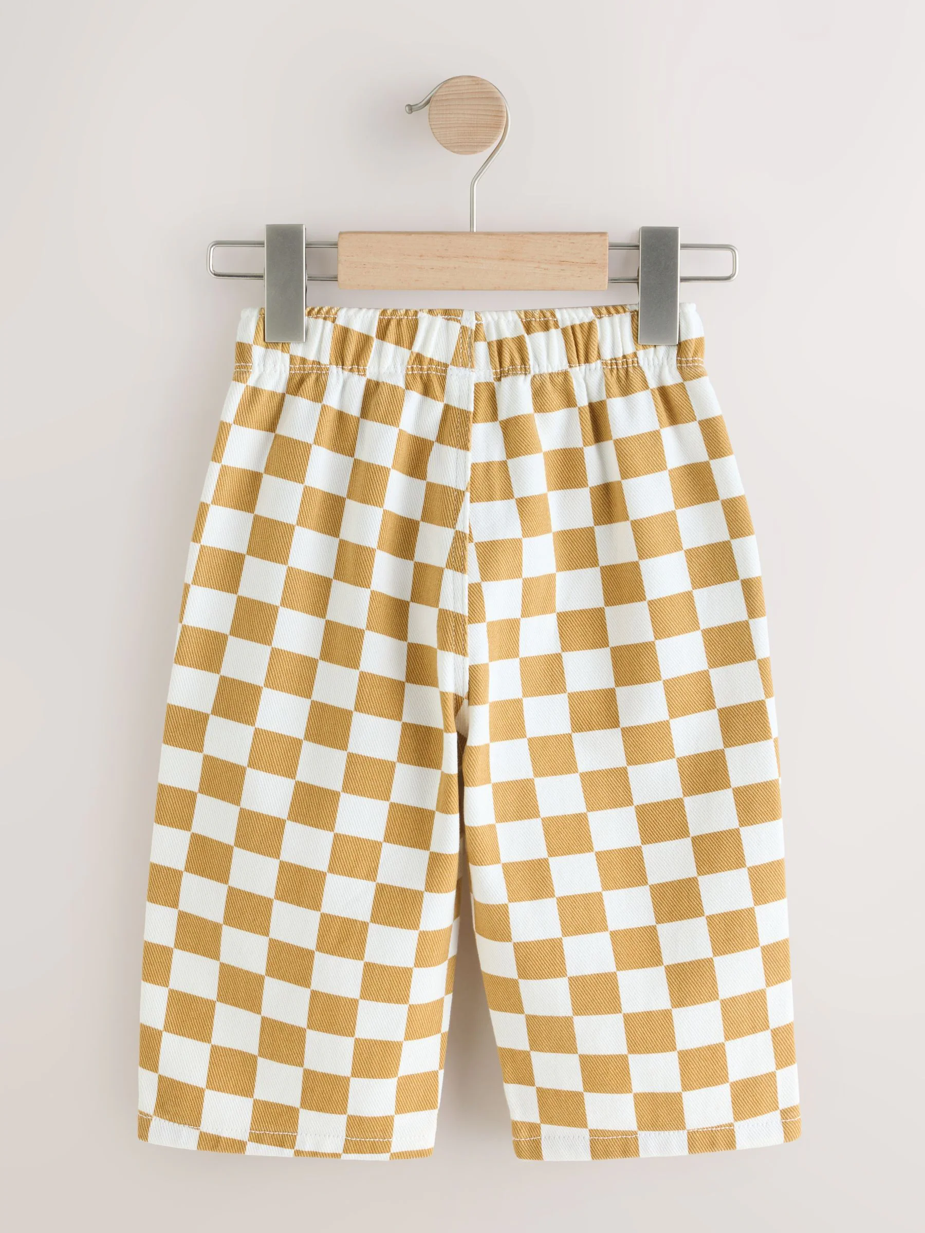 Yellow/White Checkerboard - Wijde broek met elastische taille (3mnd-7jr)