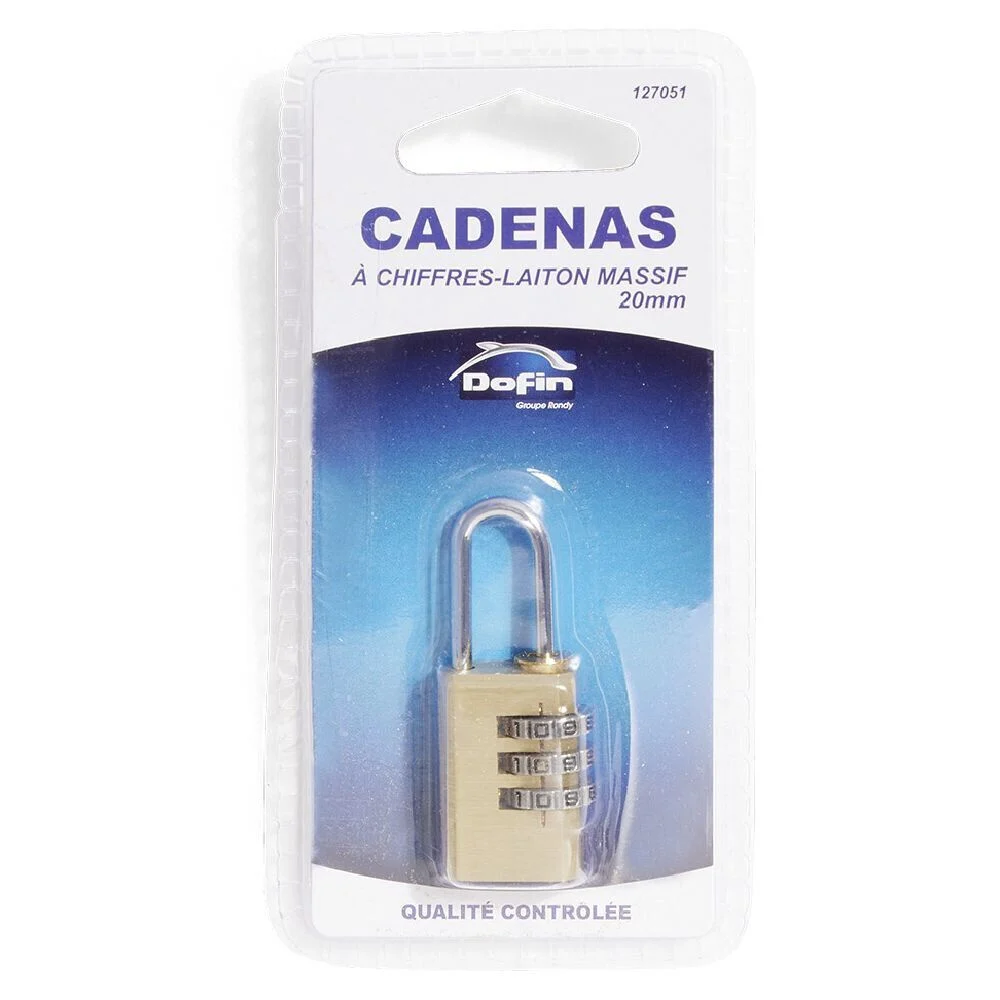 Cadenas à chiffres en laiton massif l.20 mm