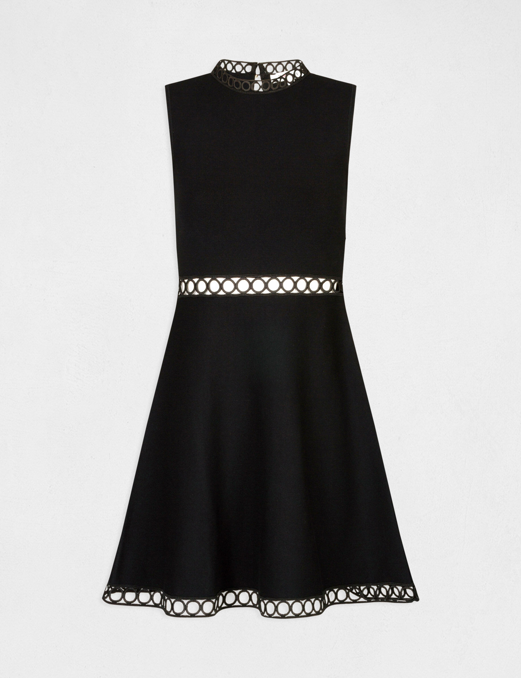 Robe pull patineuse bandes ajourées noir femme - noir