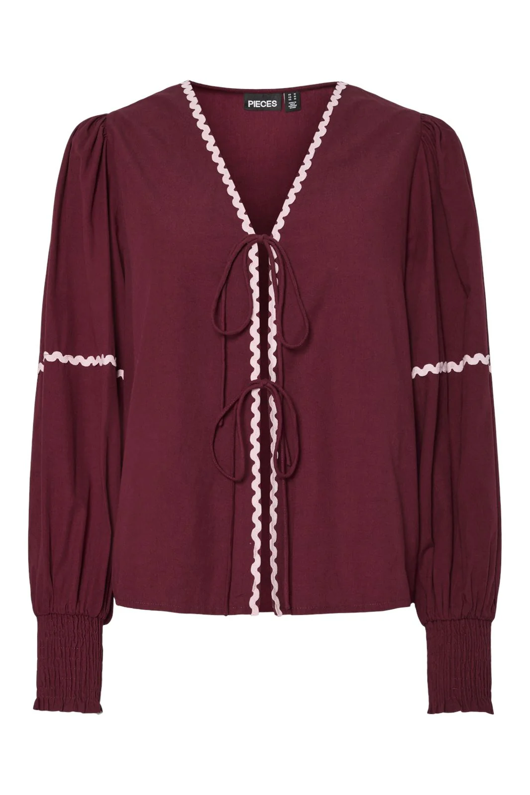 Pieces Pcnervia Ls Tie Top 4824653 tawny port pink a boo