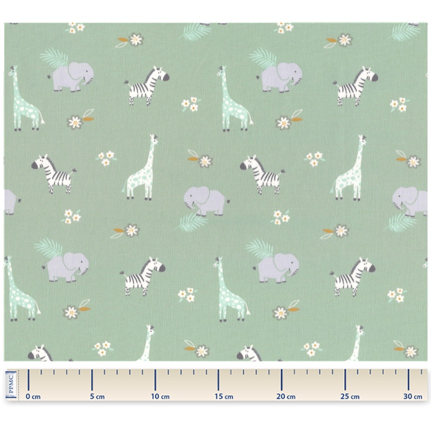 Tissu Coton Au Mètre Ex2354 Amis De La Savane Kaki