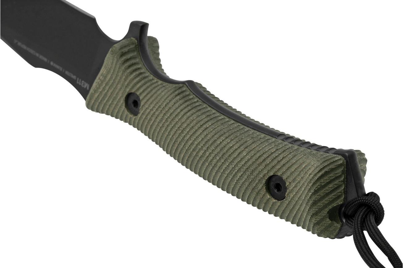 ANV Knives M311 SPELTER DLC Elmax, Olive Micarta Handle, Black Kydex Sheath, survivalmes
