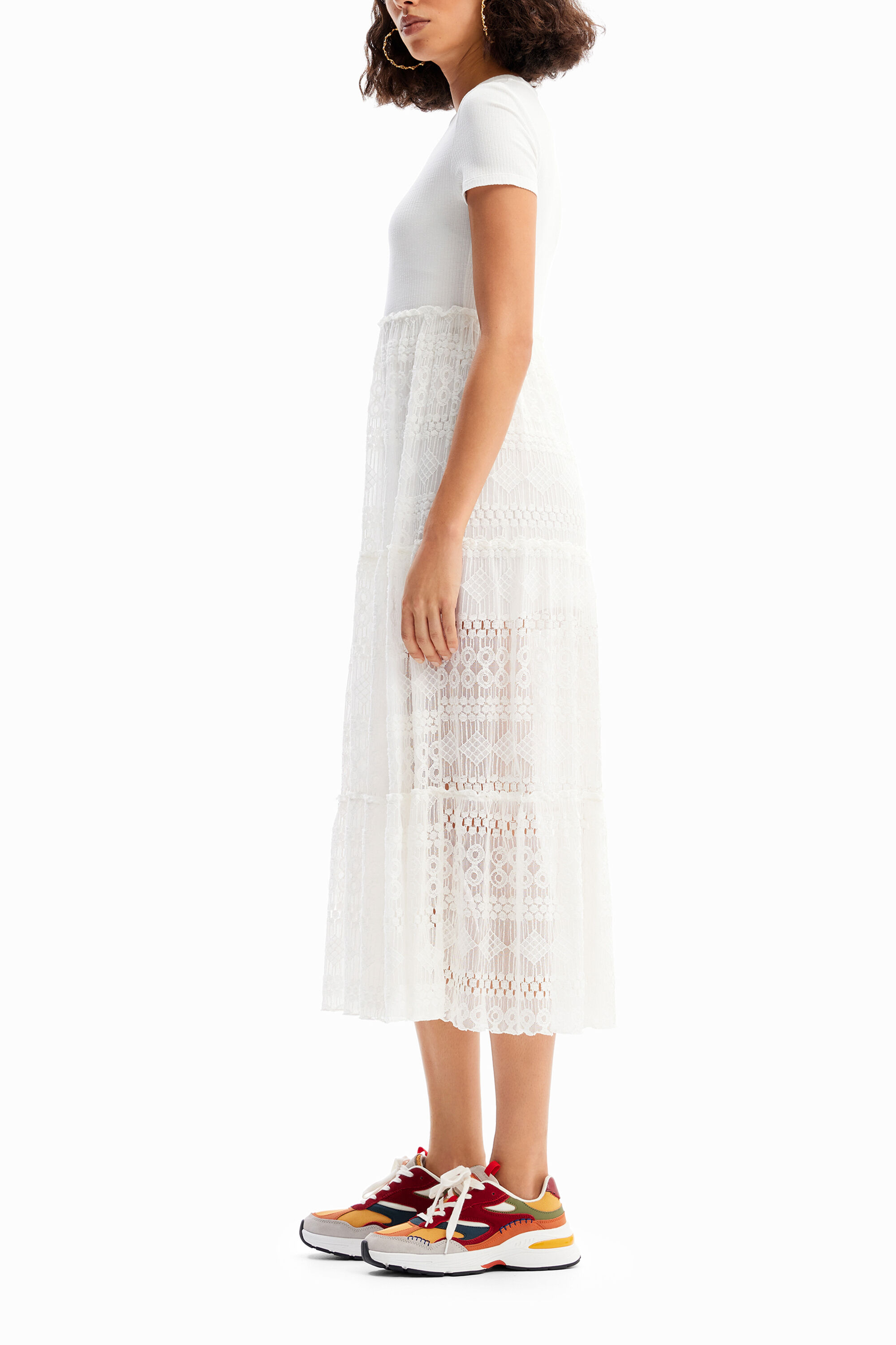 Vestido combinado midi tul