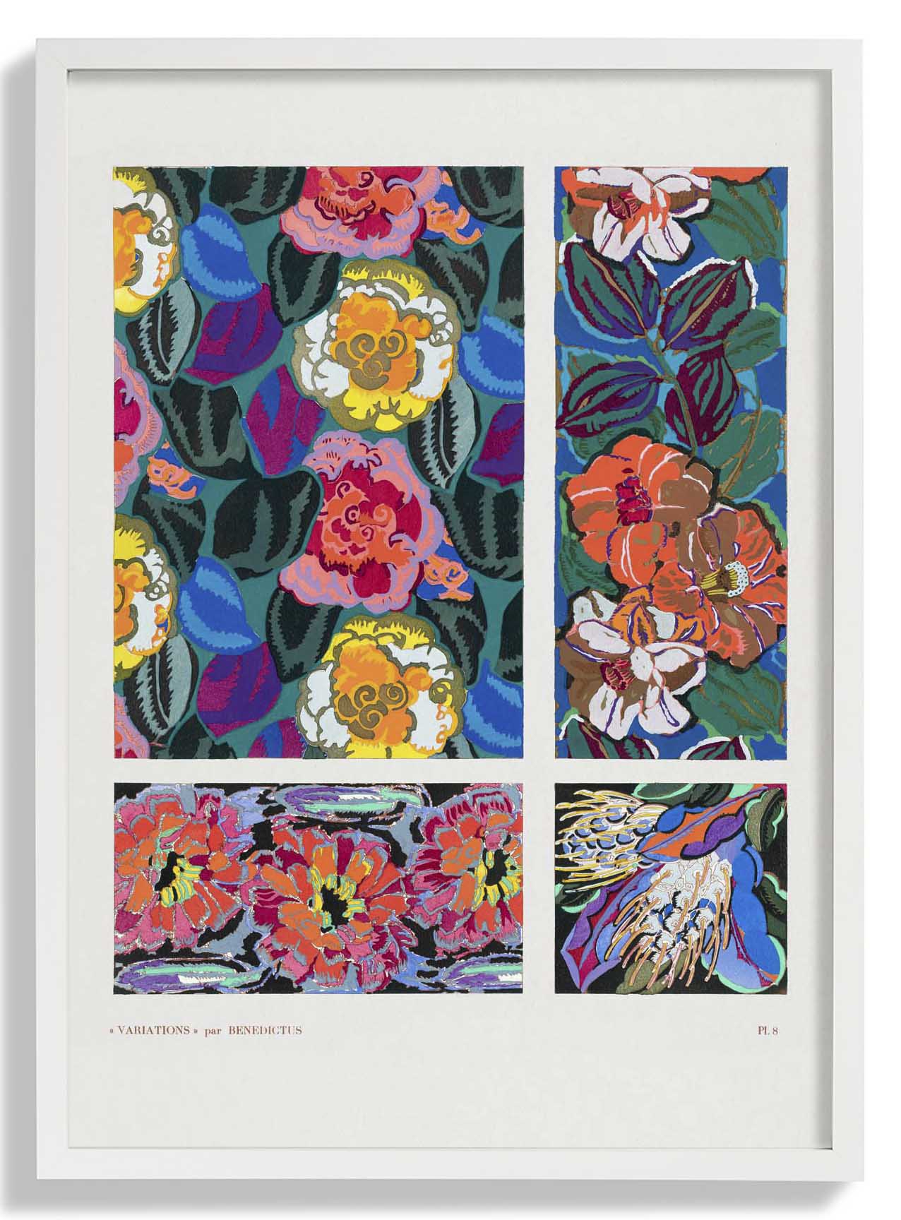 Vintage geometrische Blumenart -Deco -Muster, Variation 8 von Édouard Bénédictus
