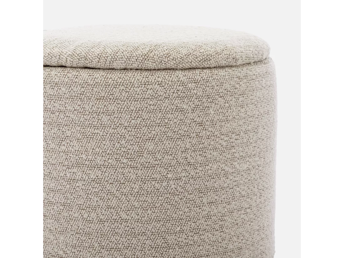 Pouf blanc en tissu avec rangement pour coussins ou plaids