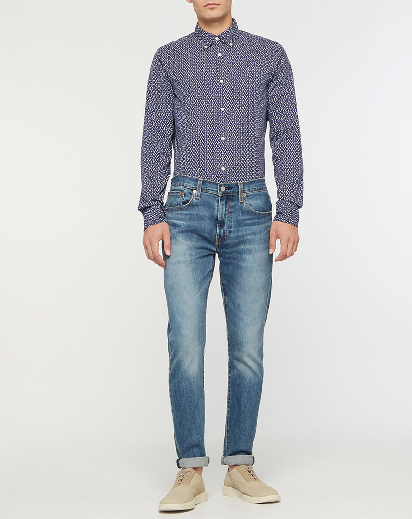Tommy Hilfiger Chemise Slim 100% Coton Bio imprimé fantaisie bleu marine/écru