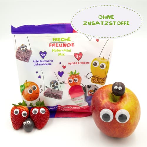 Freche Freunde Bio Hafer-Mini-Mix Apfel & Erdbeere und Apfel & schwarze Johannisbeere